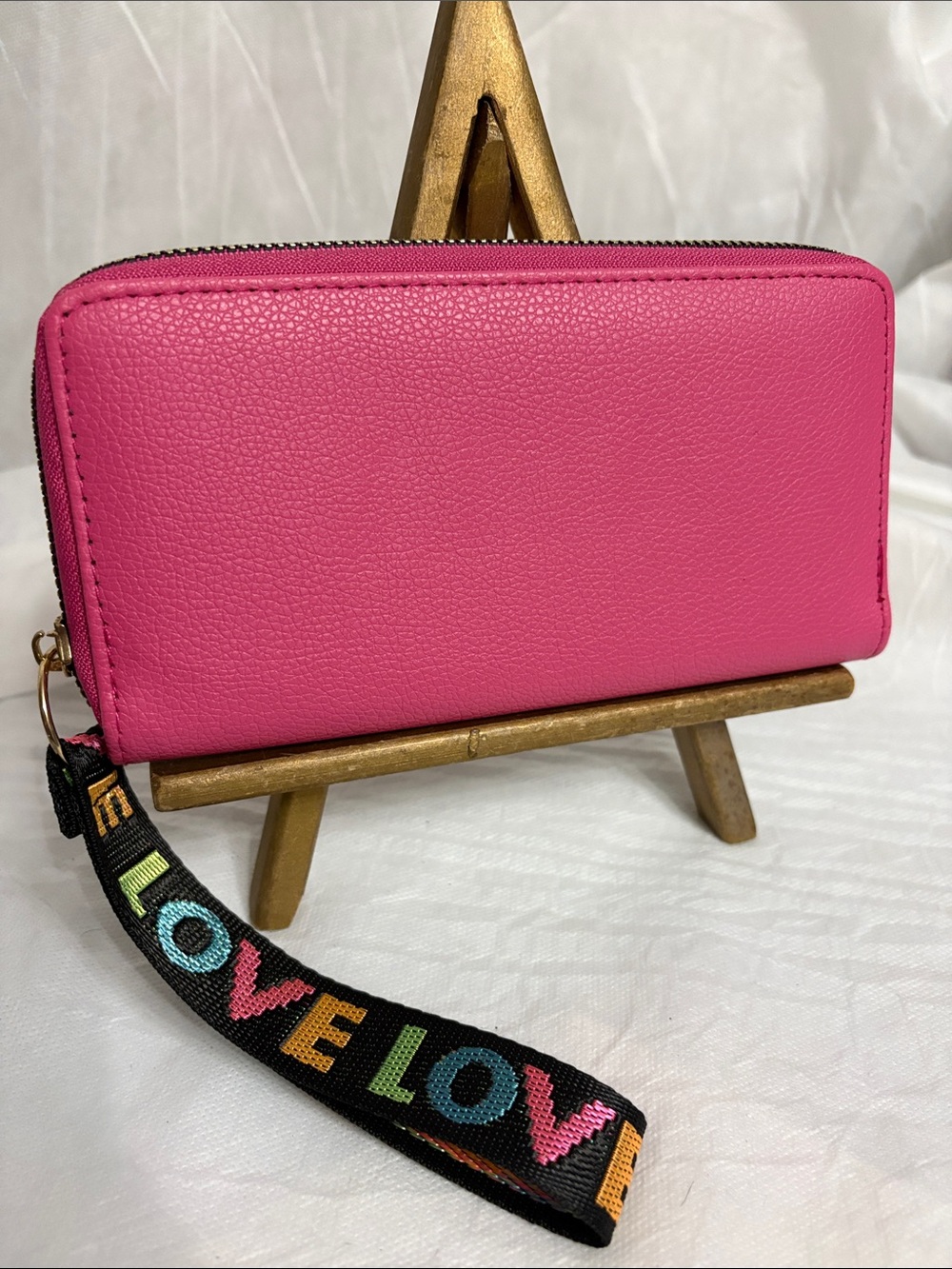 Pink Zip-Around Wristlet Wallet